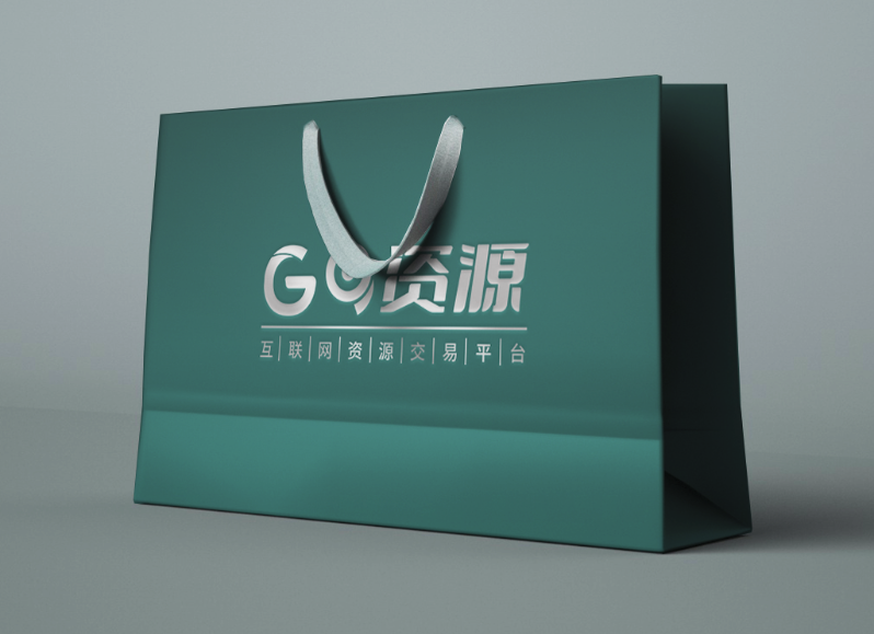 3D模型手提纸袋烫银logo样机，logo样机，智能替换